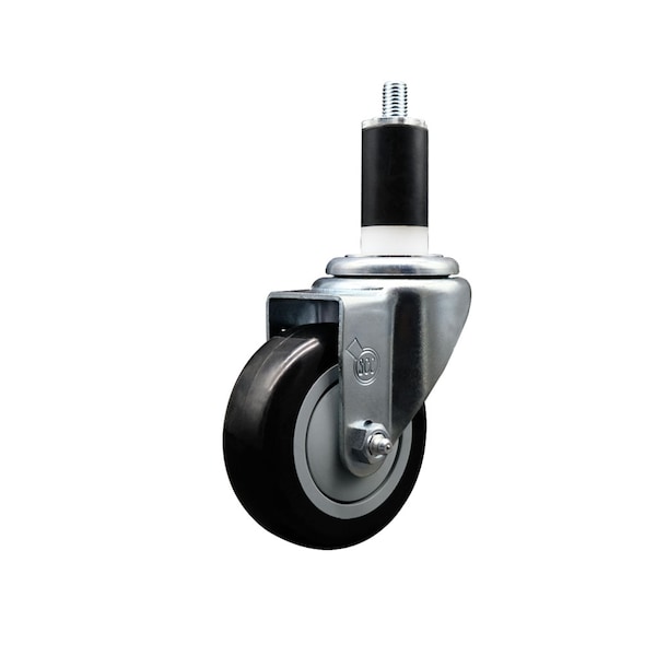 3.5'' SS Black Poly Wheel Swivel 1-3/8'' Expanding Stem Caster